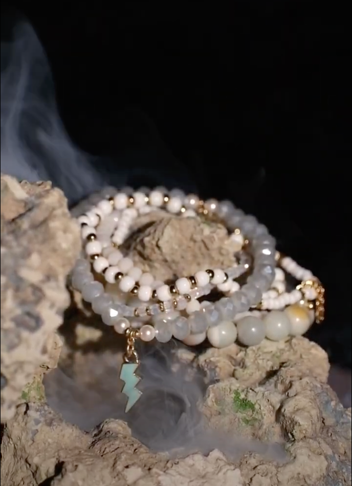 The Calming Energy Stack - Moonstone ( Set of 6 Bracelets )