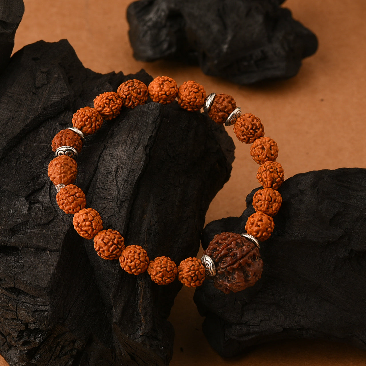 Authentic 5 Mukhi (Five-faced) Rudraksha Bracelet with 5 Mukhi Nepal Bead