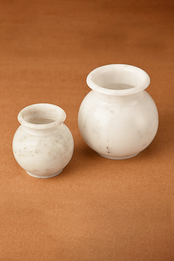 Set of 2 Marble Matka Pots