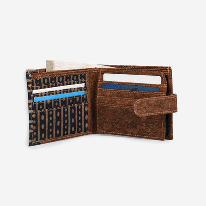 Black Dabu Print Men’s Vegan Cork Wallet