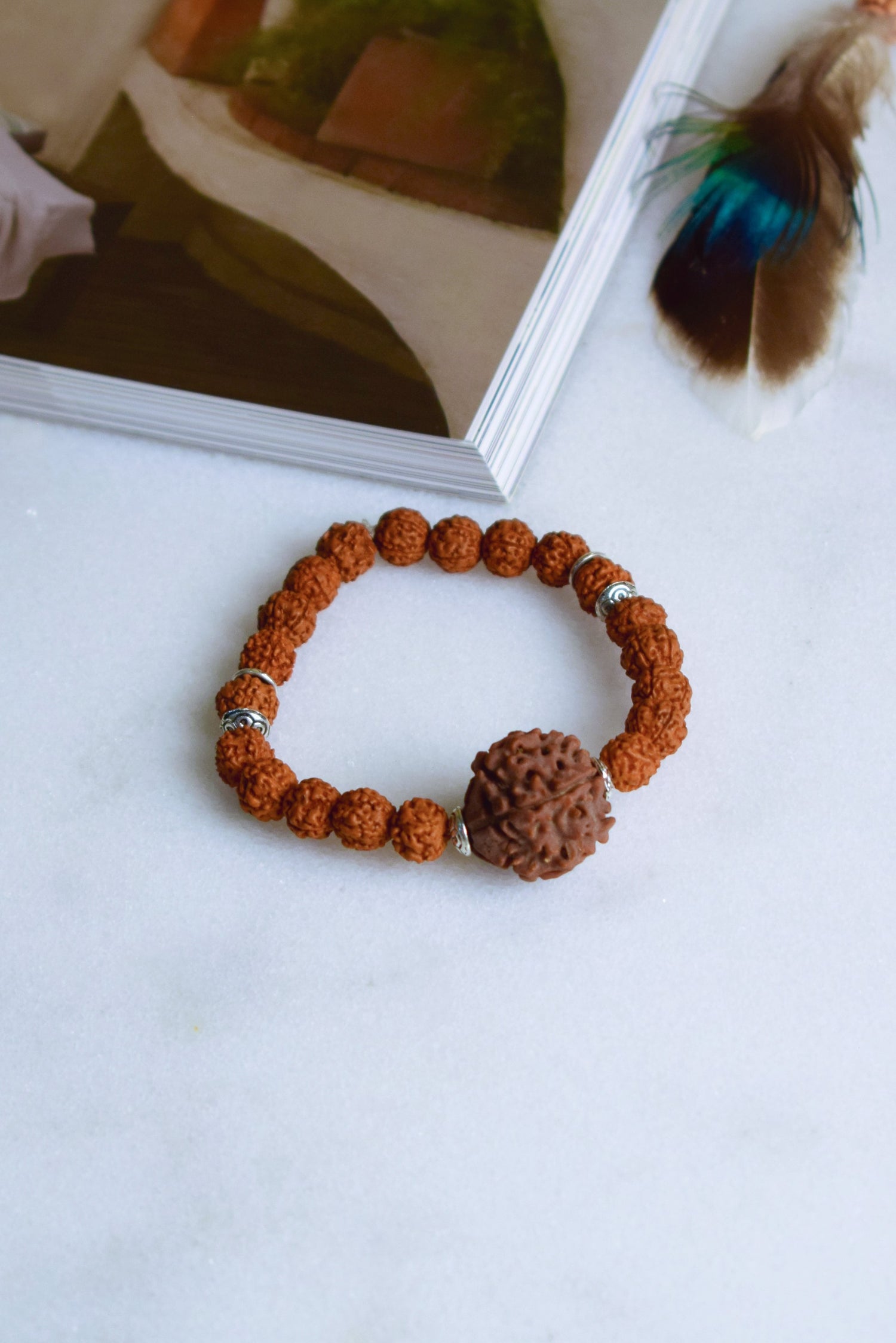 Authentic 5 Mukhi (Five-faced) Rudraksha Bracelet with 5 Mukhi Nepal Bead